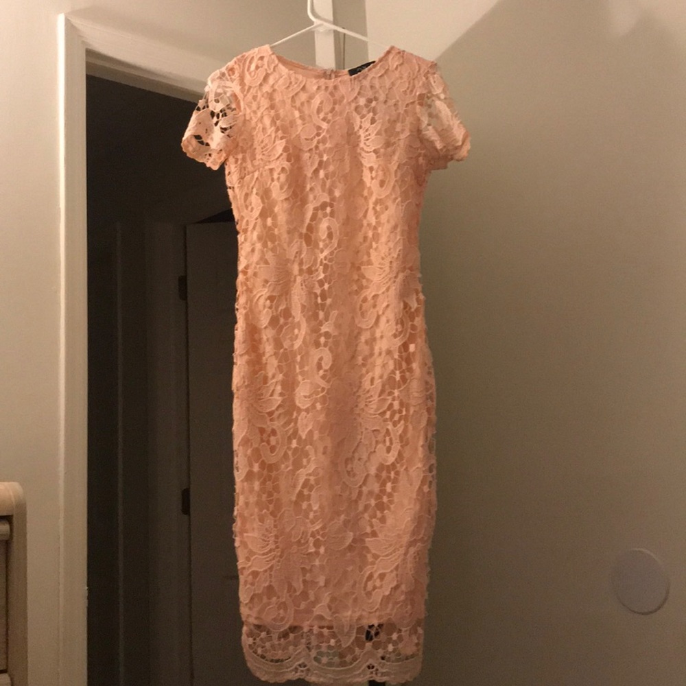 Short Sleeve Blush Lace Dress
